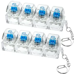 2 PCS Keyboard Fidget Toy, Keyboard Fidget Keychain 4-in-1 Keyboard Decompression Button Finger Clicker Toys, Button Stress Relief Fidget Gifts to Relief Stress (Clear White)