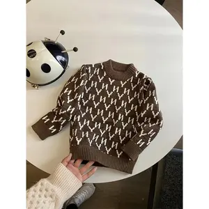 Boys' Soft Knitted Sweater, New Arrival Autumn Casual Pullover, Stylish Clothing, Round Neck Long Sleeve Top, Crew Neck Sweater