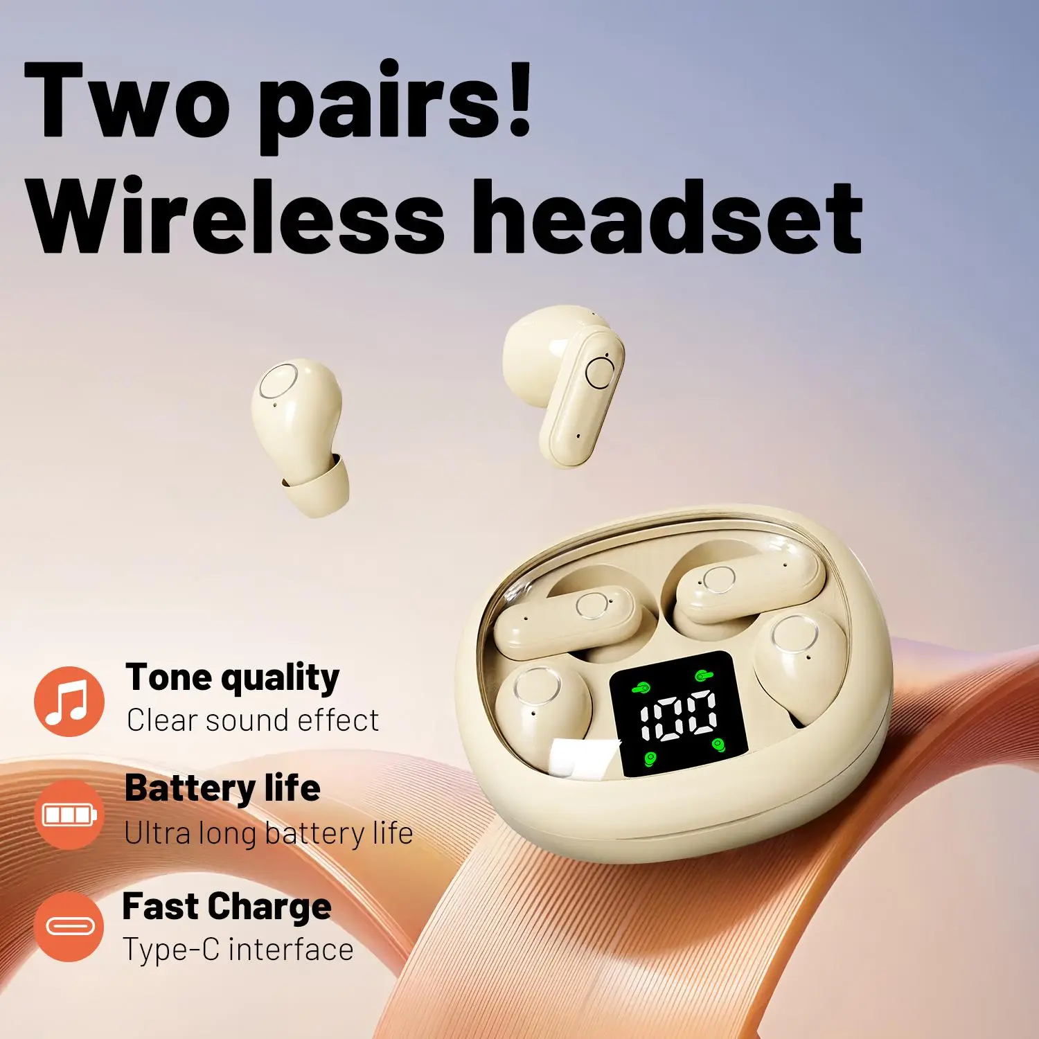 4-in-1 Wireless Sleep Earbuds Compact Mini with Bluetooth 5.4 Chip, Lightweight Design, 36 Hours Battery Life, Comfortable for Sports & Work noise cancelling,back to school,back to school haul