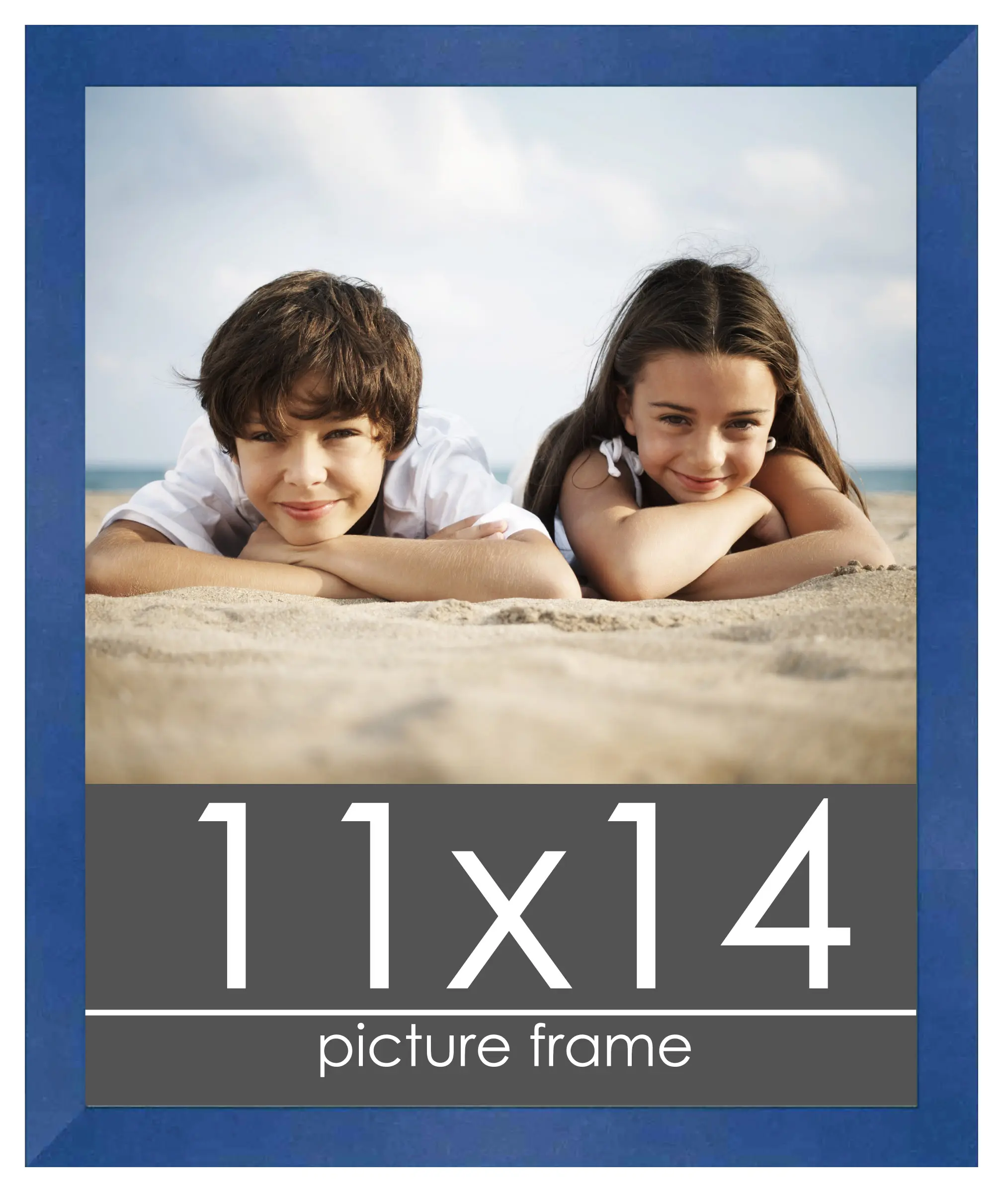 11x14 Classic Modern Blue Picture Frame - UV Acrylic, Foam Board Backing, Hanging Hardware