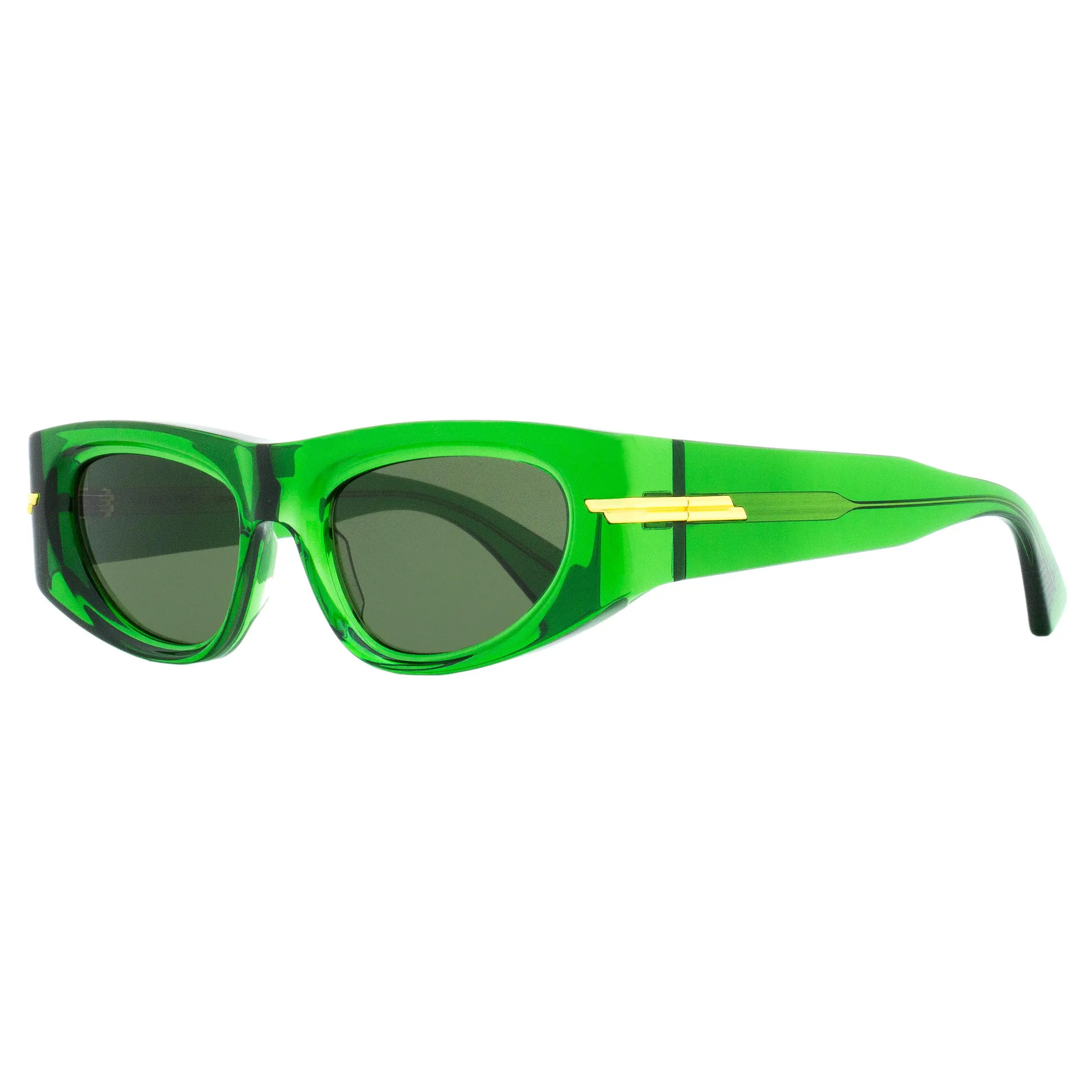 BOTTEGA VENETA Women's Cat Eye Sunglasses, Acetate Statement Frame with Green Colored Lenses and Decorative Accents, 100% UV Protection - BV1144S 004, Statement Frame Glasses, Fringe, Eyewear Fashion, Colored Lenses Women's Sunglasses, Bold Frame Women's