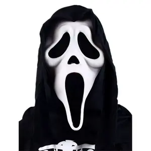 Halloween Screaming Ghost Face Mask NPC Funny Scary Latex Headgear Party Prop