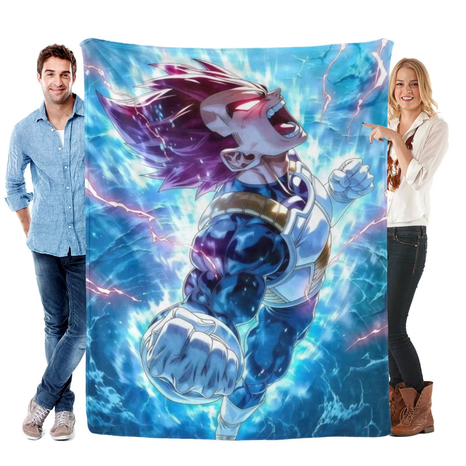 Dragon Ball Vegeta Blanket,Electric Thunder Saiyan Cozy Blanket,Lightweight Soft Wrap,Multi-Use Anime Bedding For Couch Travel Camping