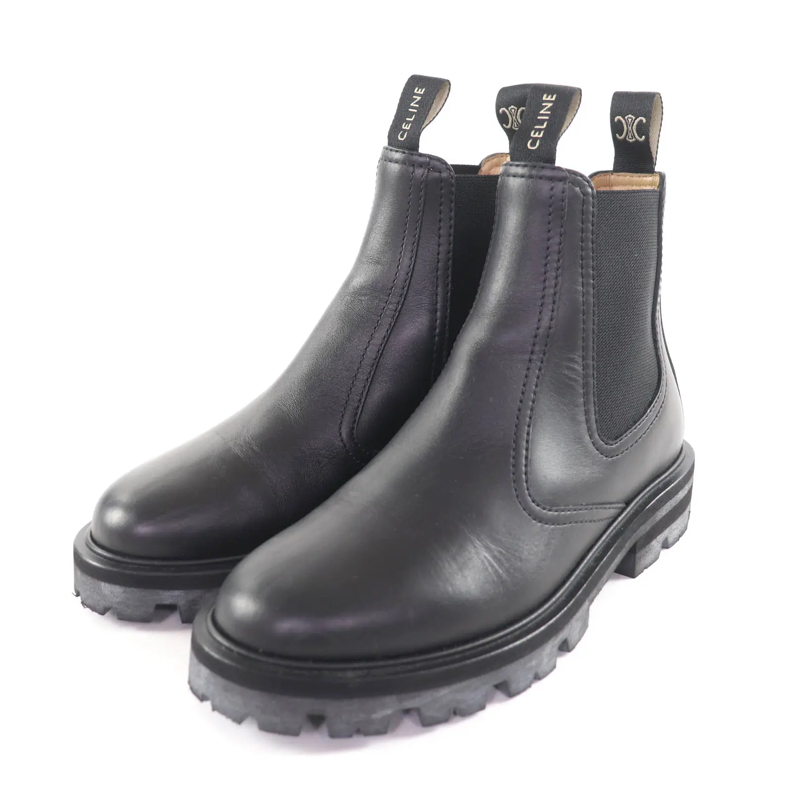 Pre-owned Celine Calfskin Small Leather Goods Margaret Chelsea Boots Leather Boots