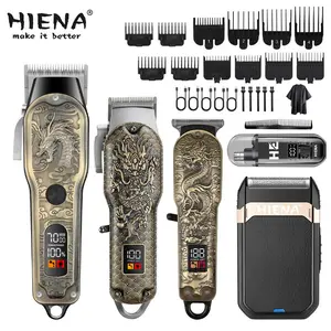 Rechargeable Professional Hair Clipper Set, Men's Trimmer Kit with Comb & Accessories, Ideal Father's Day Gift, Vintage Dragon Design