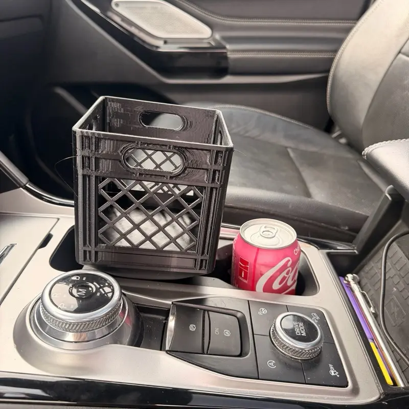 Half gallon, full gallons and 1 liter milk crate cup holder