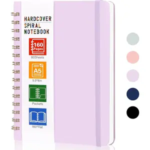 Spiral Notebook, 160 Pages A5 Lined Hardcover Notebook, 5.5 x 8in Spiral Journal for Women and Man, Work, Writing