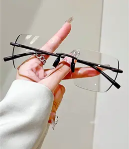 1 Pair Frameless Large Rectangle Reading Glasses – Anti-Fatigue, Unisex, High-Quality & Comfortable