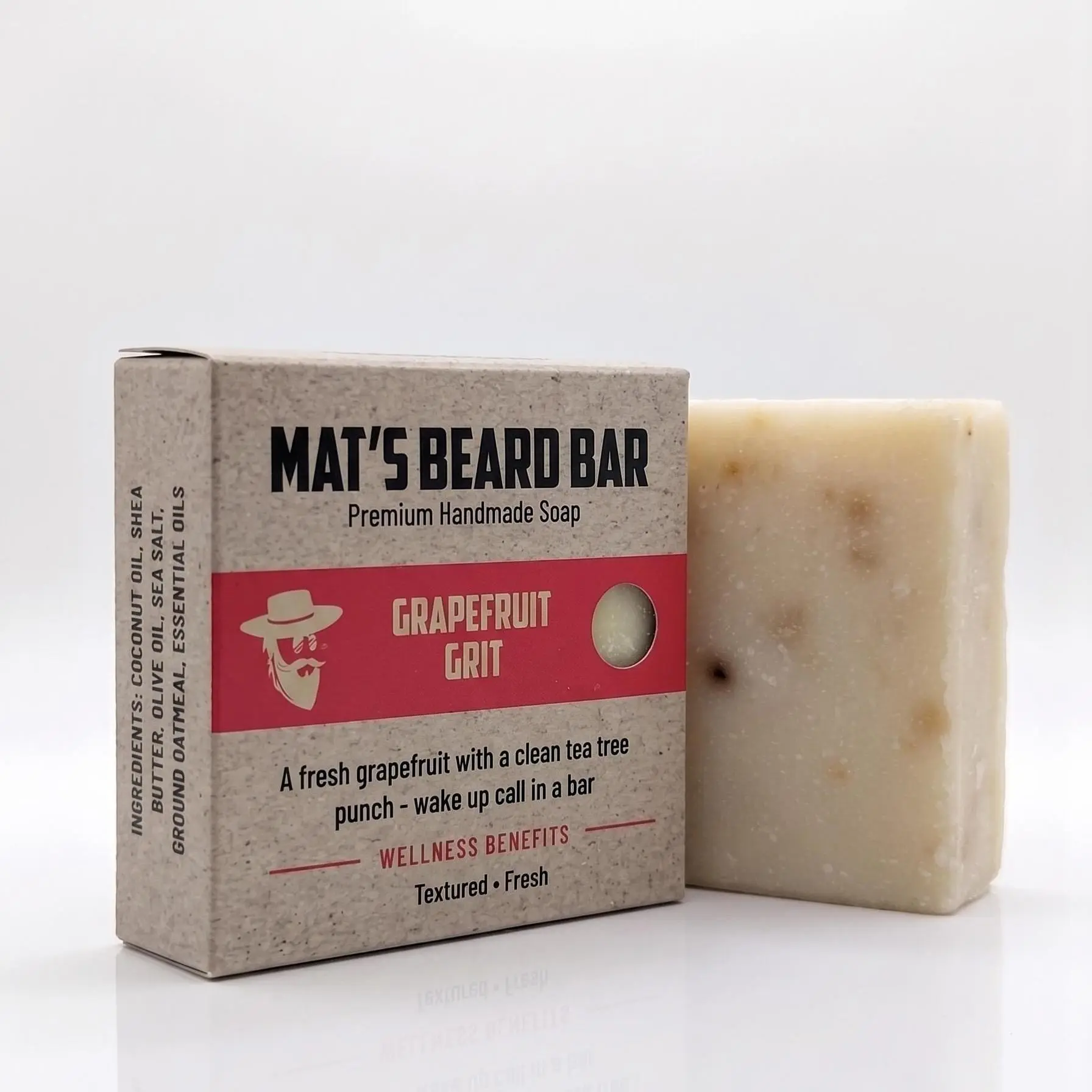 Mat's Beard Bar Grapefruit Grit Artisan Bar Soap - Hand Poured 4oz