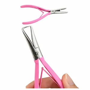 2 PC 6 Inch Hair Extension Pliers Set Pink Stainless Steel Tool Kit for all types and sizes Beads Installation and Removal Salon Professional Home Use
