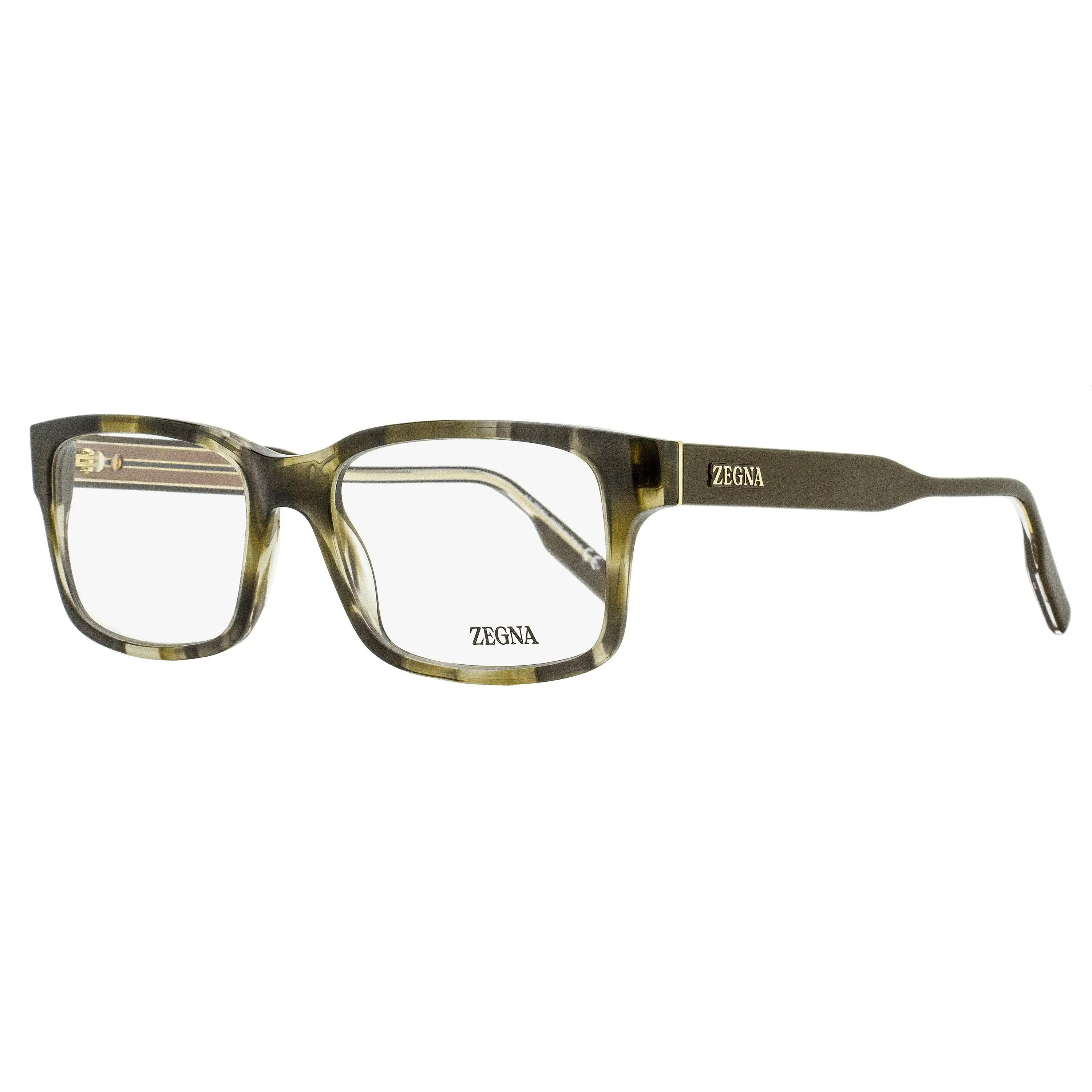Zegna Men's Soft Frame Eyeglasses - EZ5254 098 Green Havana, 54mm, Contemporary Design, Exposed Wire-Core, Acetate, Bisphenol A (BPA)-Free, Di(2-ethylhexyl)phthalate (DEHP)-Free, High-Quality Materials, Luxury Innovation, Modern Tastes