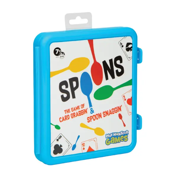 PlayMonster Games Spoons in a Case Card Games for Kids Fast-Paced Family Fun Travel-Friendly Compact Case 3-6 Players Ages 7+