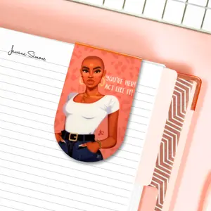 Priscilla Magnetic Bookmark - Beautifully Illustrated Two-Sided Design for Books Notebooks Planners Journals 2" Tall Folded Size Cardstock Paper Laminated One Side