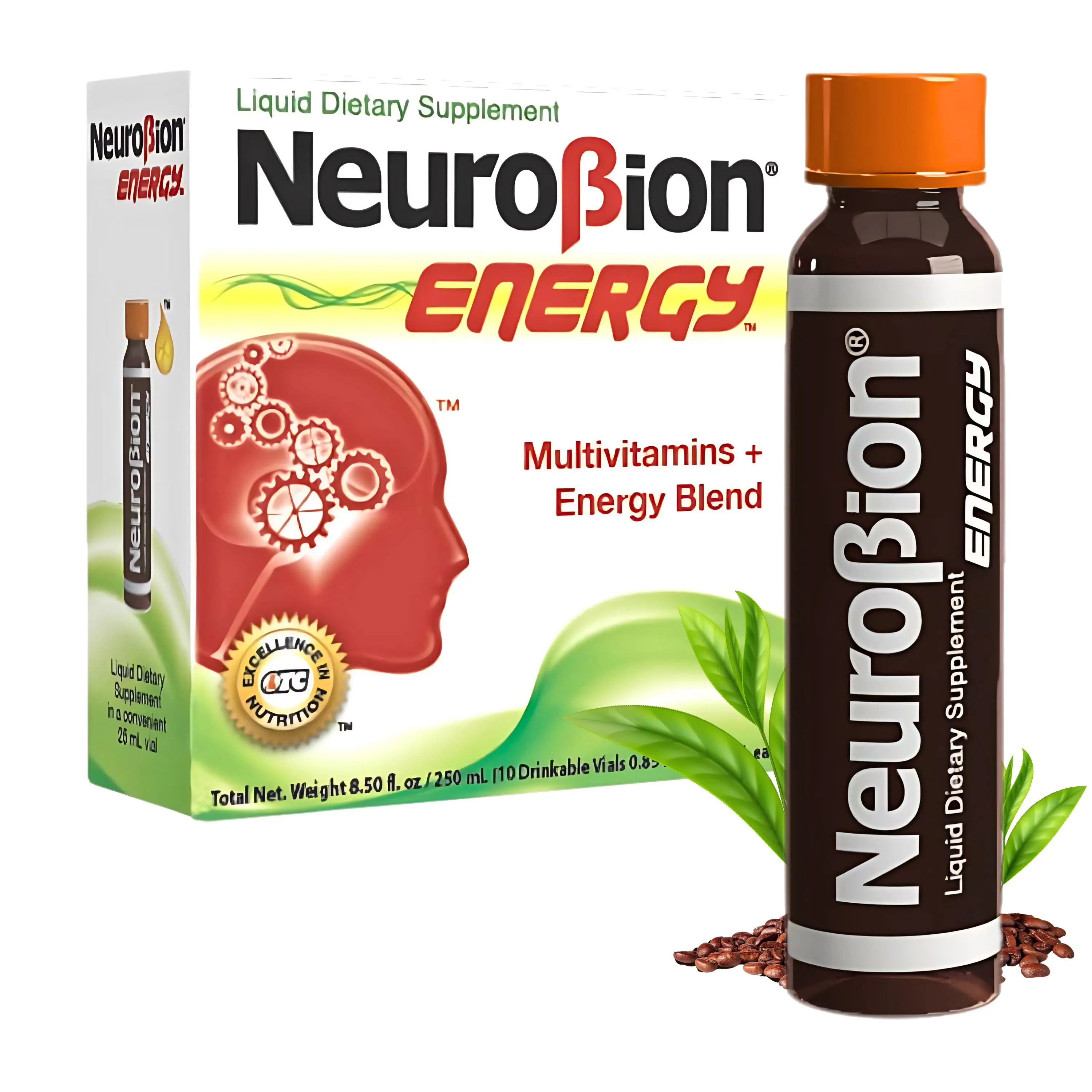 Neurobion Energy Liquid Multivitamin Dietary Supplement with Nutrient Blend, Daily Energy Supplement (10 Vials x 250 ml), Edible Vitamin Supplement