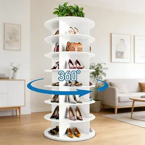 7-Tier 360° Rotating Shoe Rack Vertical Carousel Organizer For Shoes And Handbags