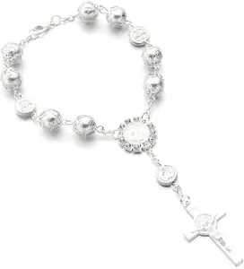 Rosary for Rearview Mirror, Personalized Rear View Cross Blessing Beads Decor, Auto Rearview Catholic Rosary Hanging Pendant, Interior Men Women  Accessories ()