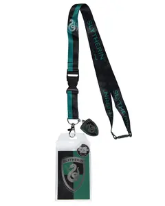 Harry Potter Slytherin House Reversible Breakaway Keychain Lanyard with ID Holder, Metal Charm and Collectible Sticker
