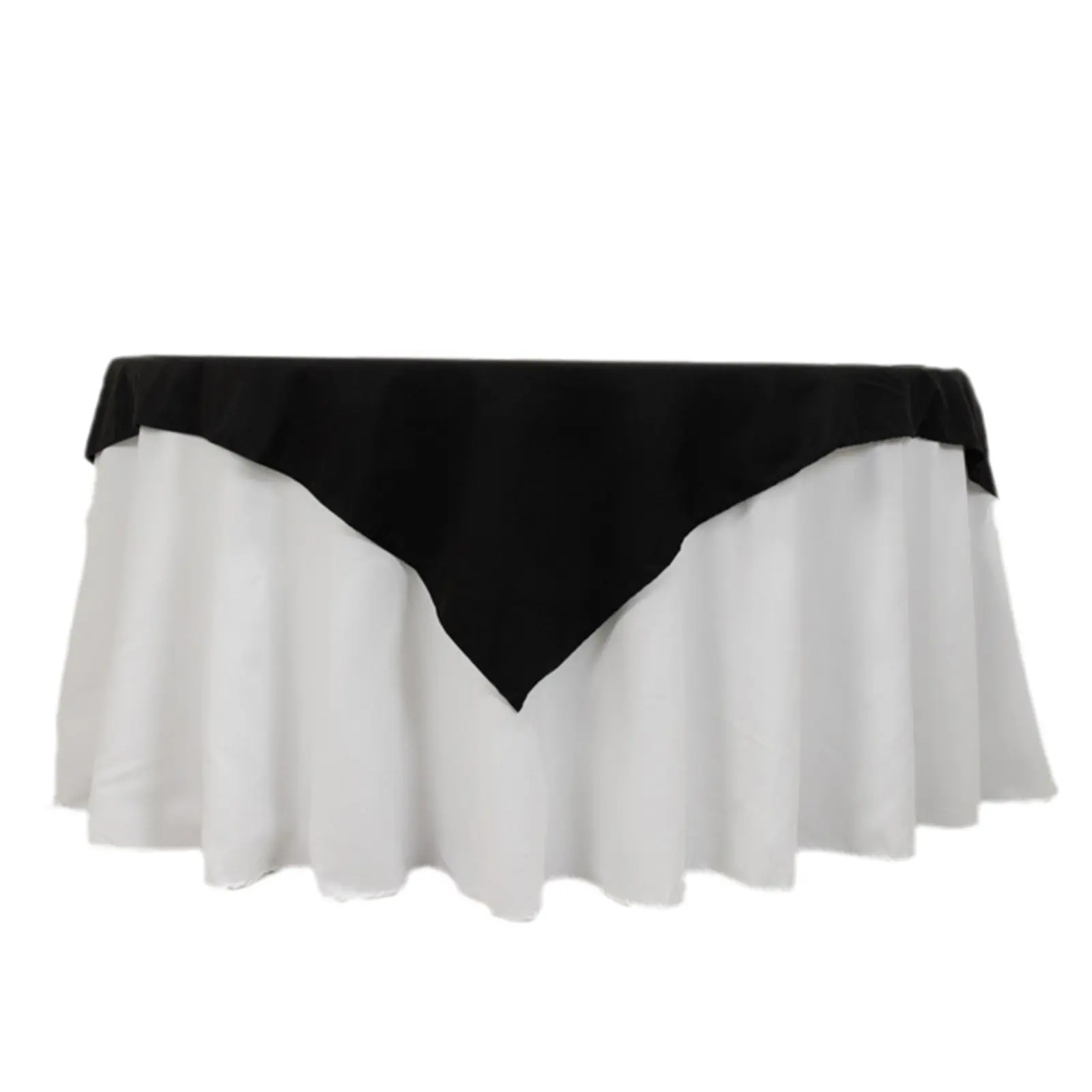 Black Cotton Blend Square Table Overlay, 54"x54" Wrinkle-Resistant Tablecloth for Business, Banquet, Modern Decorative Table Settings