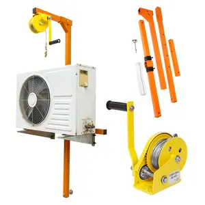 Air Conditioner Lifting Crane, 1200 LBS Air Conditioner Installation Tools, 50 FT Lifting Height Air Conditioner Lifting Tool with Manual Winch, Outdoor AC Installation Lift for Warehouse Industrial