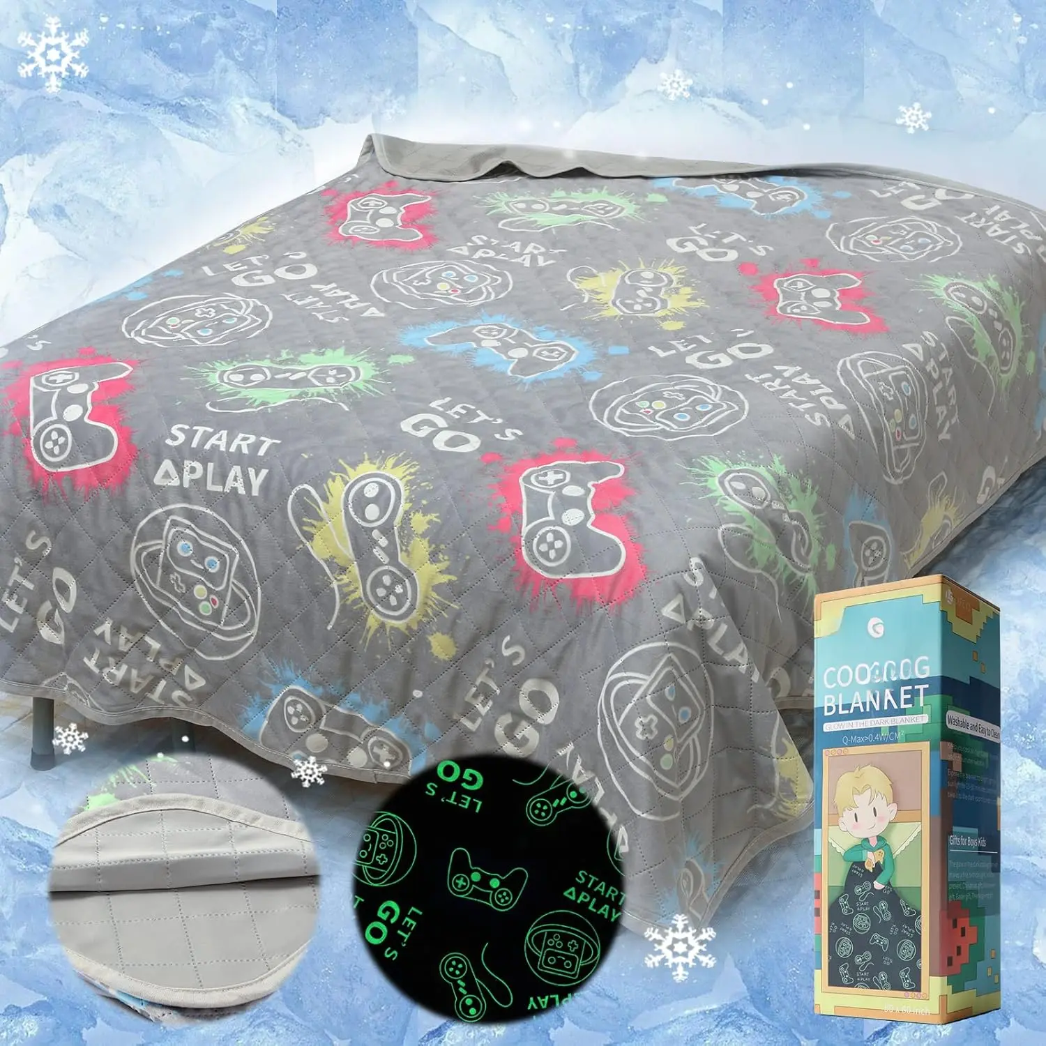 Cooling Blankets for Hot Sleepers, Glow in The Dark Blanket  Controller Gifts for Boys,Q-Max >0.4 Cool Blanket  6 7 8 9 10 Year Old Gamer Gifts,Toys  6-8,Gifts for Birthday
