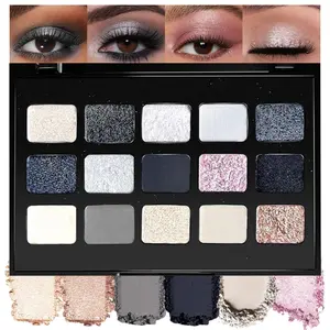 15 Color Satin Shimmering Eyeshadow Palette, Compact, Matte & Shimmer Textures, Shades, High Pigmentation, Long-Lasting
