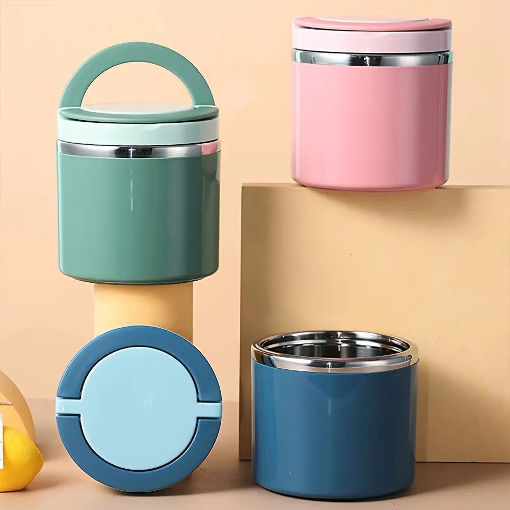 21.3oz Leakproof Stainless Steel Food Container with Handle, Tableware Lunch Box Bento Box, Ideal for Meal Prep & Office Workers, Perfect Camping Picnic Accessory portable warmer