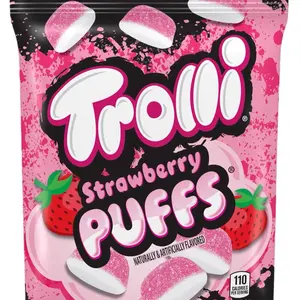 Trolli Strawberry Puffs - Naturally Artificially Flavored Snack with Strawberry Flavor and Pink Color Sweet - 110 Calories Candy bulk candy