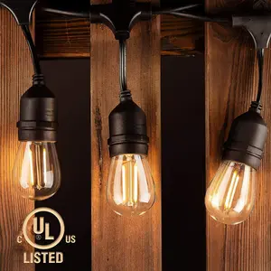 LED Outdoor String Lights 100FT Patio Lights with 52 Shatterproof ST38 Vintage Edison Bulbs