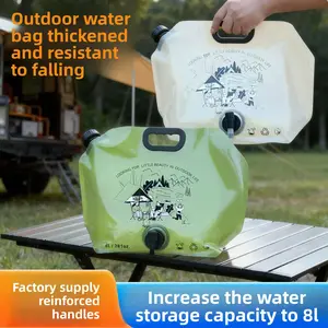 Outdoor Portable Folding Water Bag 8L Large Capacity Thickened Soft Water Storage Bag Music Festival Water Plastic Bag Camping