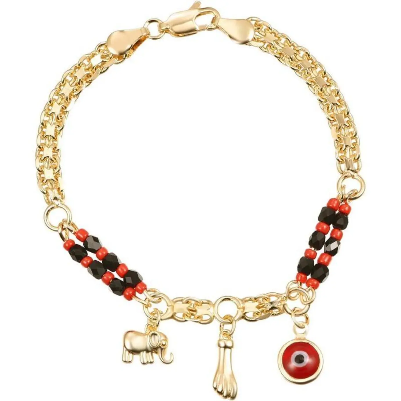 Women's Handmade Evil Eye Elephant Jewelry Bracelet - 7.5" Plated Finish, Unisex Sports Wristband, Modern Fashion Accessory, Protection Gift for Sports & Outdoor Use, Exquisite Bracelet, Animal, Gift Idea, No, Bangle