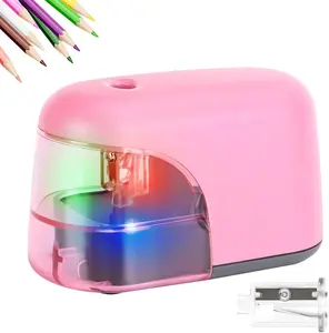 -Operated Electric Pencil Sharpener with LED Light  Compact & Portable Pencil Sharpener for , School, or Office Use ()