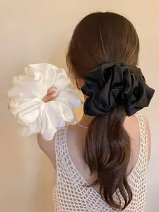 2 Piece Retro Circle Hairbands, Elegant Plain Design, All-Season Accessory, High-Quality Woven Fabric, New Fashion Hair Ties