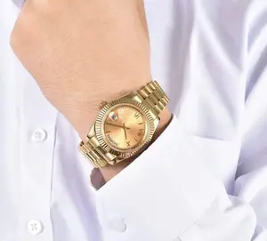 Elegant Gold Dial Watch with Gold Circular Bezel 38mm Stainless Steel Strap Mechanical Strap Date Display Classic Design Durable for Daily Use