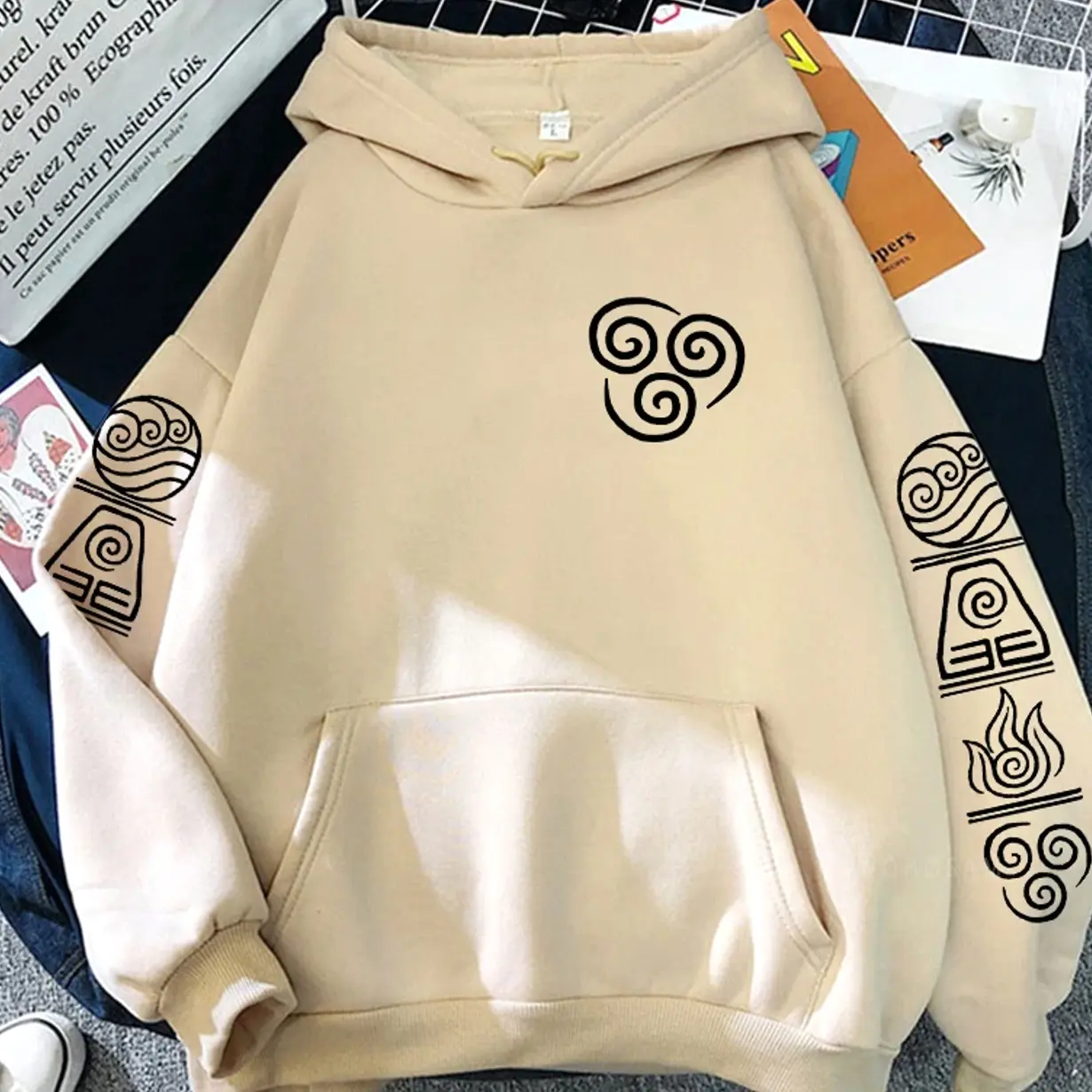 Harajuku Anime Avatar The Last Airbender Logo Autumn And Winter Pullovers Water/Earth/Fire/Air Fashion Hoodie Streets Sweatshirt OY7