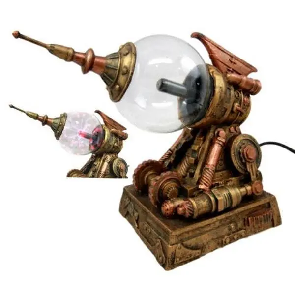 Ebros Steampunk Electric Plasma Storm Resin Figurine - Glass Accent Lamp with Static Effect Home Decor, Lighted Floor Standing