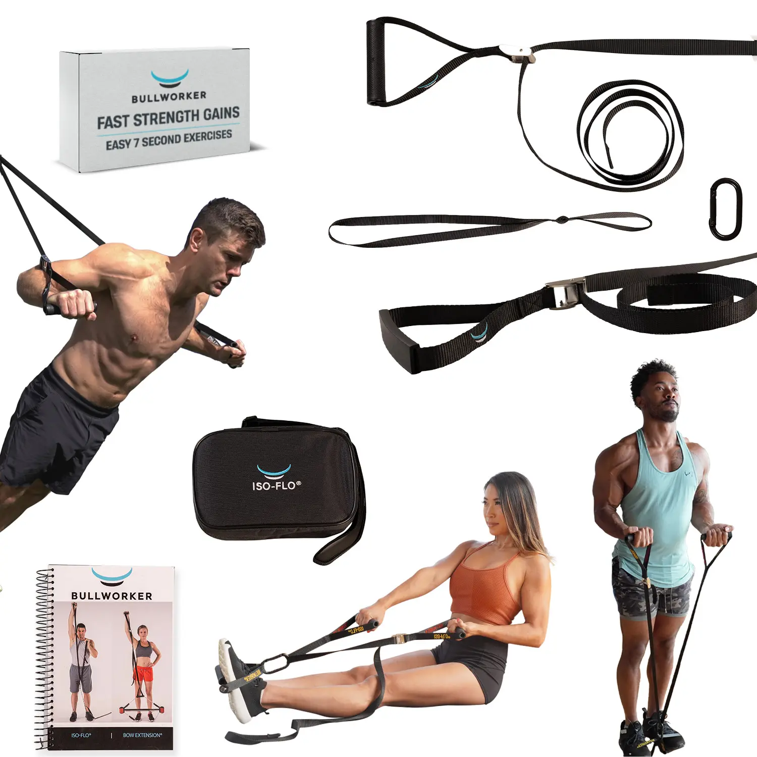 Bullworker ISO-FLO Isometric Exercise Equipment: Suspension Trainer Straps & Resistance Bands for Calisthenics Pilates and Strength Training