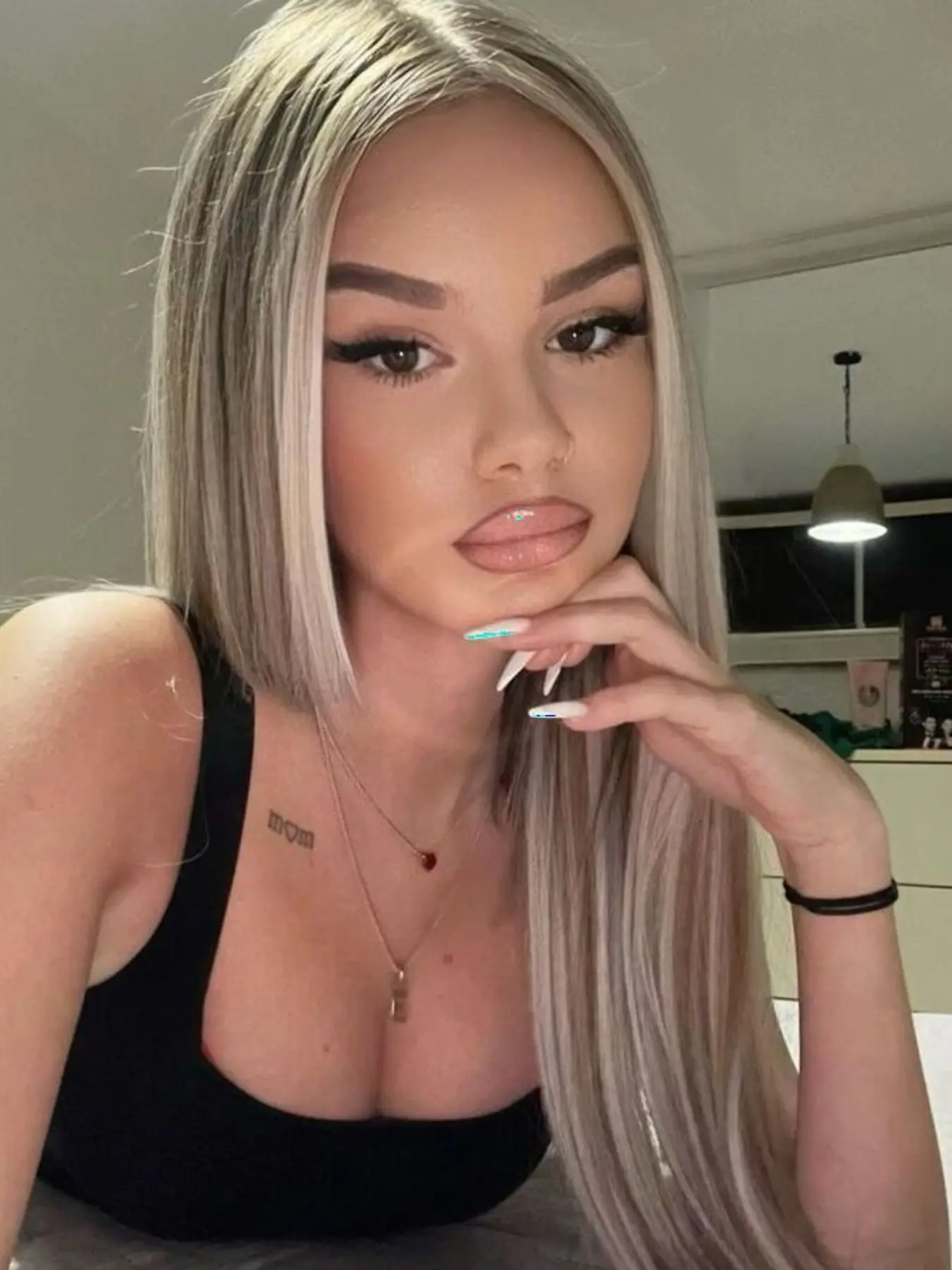 Blonde Highlights Lace Front Wigs for Women, Glueless Long Straight Synthetic Wig, Fashion Wig, Heat Resistant Fiber, 28 Inch, Daily Use, Daily Wear Wig, Party, Cosplay, Synthetic Hair Wig, High Quality Wigs
