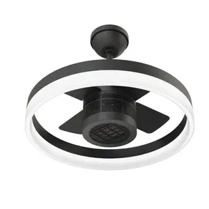 SkyFan and Turbo Heater 4 Blade 24in LED Fandelier with Heater Matte Black Plug and Play