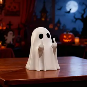 Adorable Ghost Shaped Decor Ornament Exquisite Craft Art Sculpture Smooth Texture Vivid Look Delicate Desktop Accent Perfect for indoor room layout courtyard porch adornment and atmosphere decoration-MM1