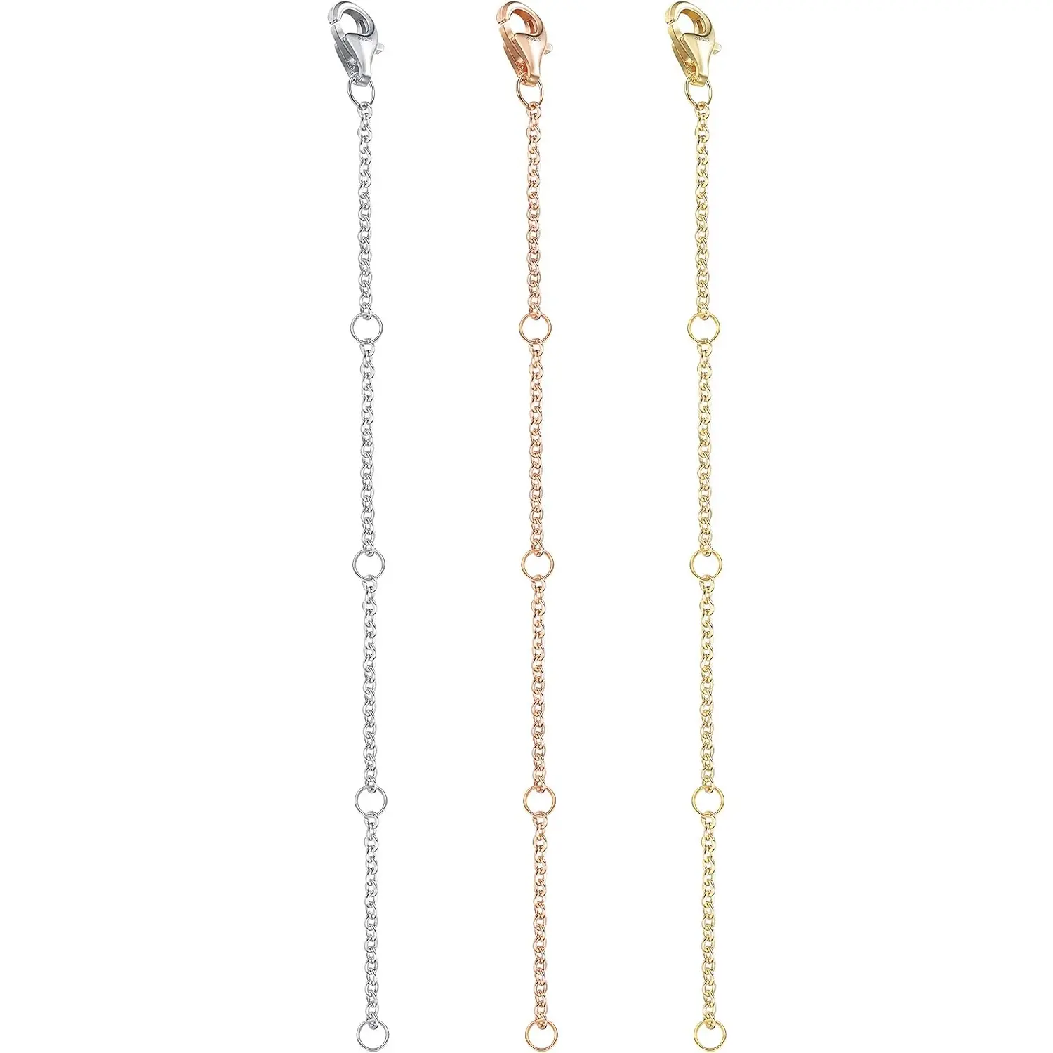 Milacolato Women's 3-Count Lead-Free Cable Chain Extenders Set - Strong Lobster Clasp, Adjustable 2"-4 Inches Length, Jewelry Separator for DIY Jewelry Making, Office Use, Bracelets, Anklets, DIY Accessories, Diy Jewelry Accessories, Necklace Separator