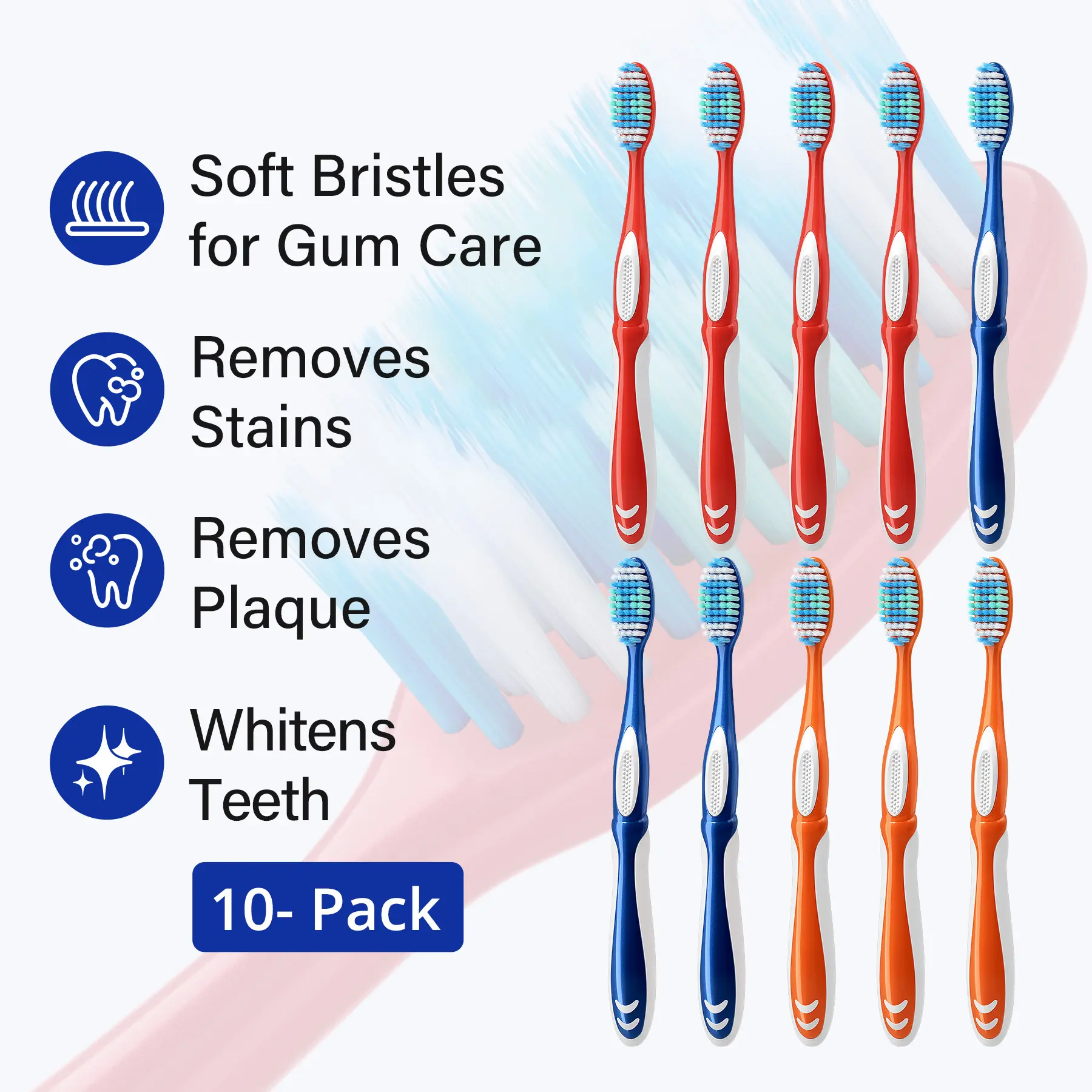 10 packs  Precise cleaning of tooth gaps Adult Teeth Whitening  | High-Density Bristles for Stain Removal & Shine toothbrush Oral Cleanser