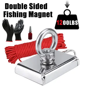 Magnet Fishing Kit 1200LBS Pull Force, Strong Retrieval Magnet with 20m Durable Rope for Fishing and Magnetic Recovery Salvage