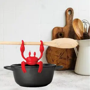 Crab Silicone Utensil Cutlery Holder Set, Heat Resistant Non-Slip Spoon Rest, Kitchen Steam Release Rack, 2 Piece Dish Organizer, Kitchenware