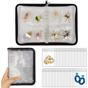 91Pcs/Set Earring Organizer Case,Travel Jewelry Organizer,Transparent Jewelry Storage Book for Necklace Bracelet Ring Holder with Small Clear Zippered Pouch,Halloween Party Gifts,Hand Tools Kits