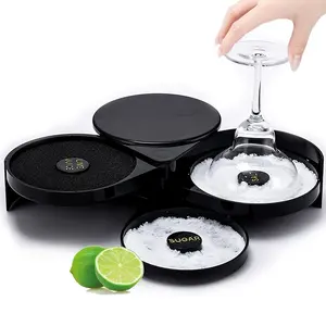3-Tier Bar Glass Rimmer Bartender Tool, Glass Rimmer Salt Rimmer for Cocktail and Margarita, Bar Juice Cocktail Seasoning Box with 3 Swing-Out Trays, Sponge Included, Plastic Bartender Tool for Party, Bar, Bar Tools, Utensils