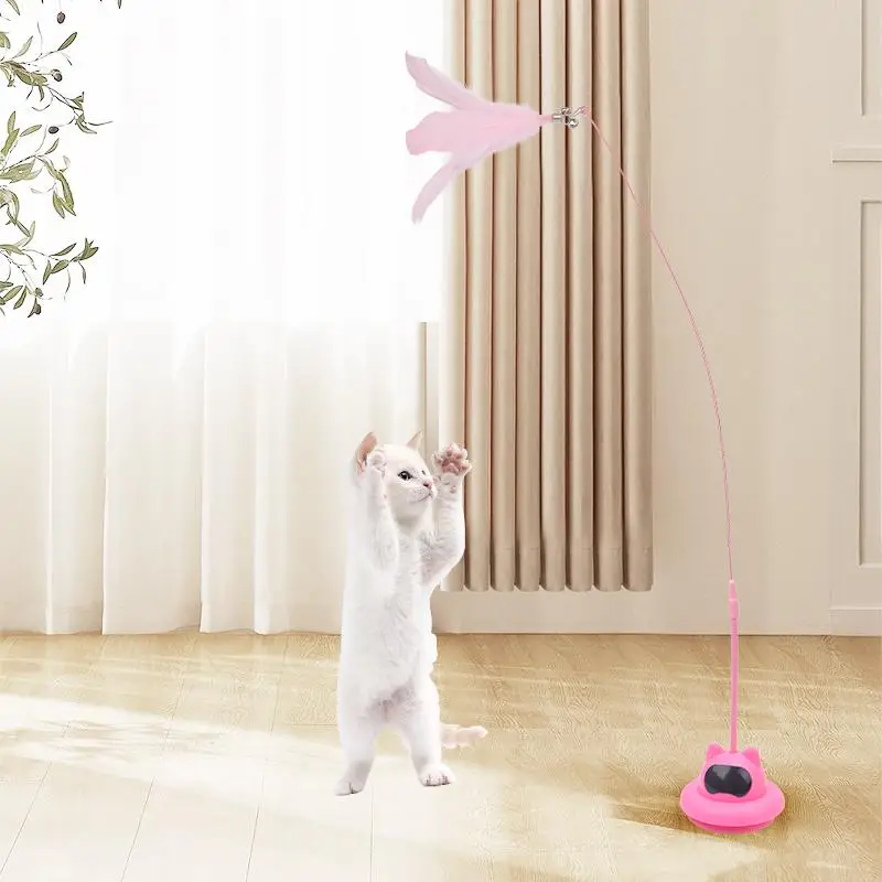 Cat Teaser Stick, Telescopic Cat Wand, Interactive Cat Teaser Toy for Indoor Cats