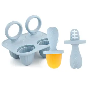 Silicone Baby Ice Cream Mold, 1 Set Baby Teether, Ice Cream Mold with Lid, Ice Cream Maker, Baby Feeding Tool, Baby Utensils, Ice Cream Scoop