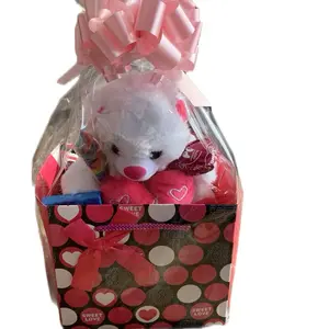 Sweetie Valentine's Day Basket with 7" Plush Bear & Assorted Candy Perfect for Holiday Gifting & Sweetheart Gifts Party Favors Assortment