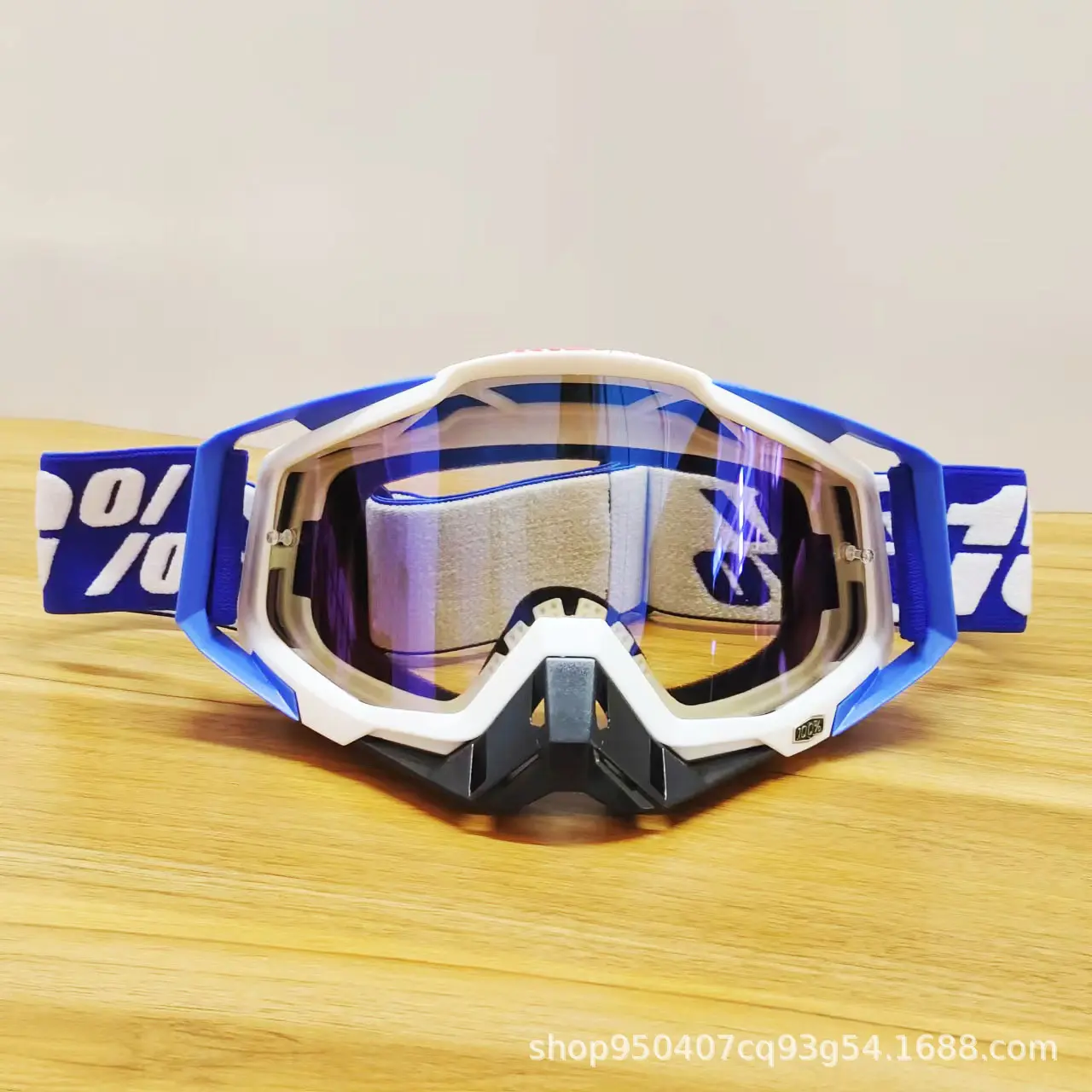 66 white frame black nose blue film