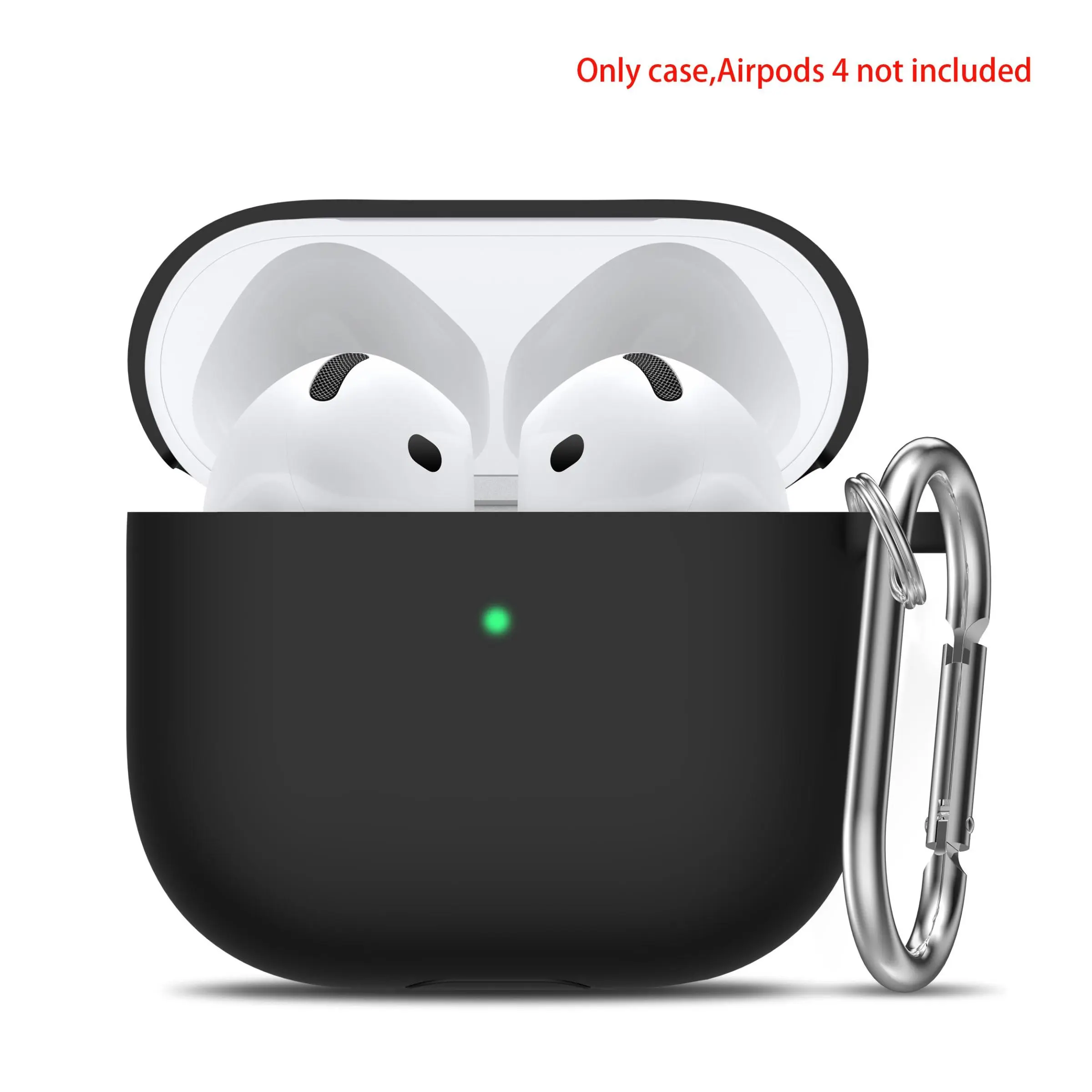 1 Piece for AirPods 4th Earbuds Case Cover, Soft Skin Silicone Case Cover with Keychain, Full Protective Headphone Accessories Case for Men and Women, Compatible with Apple Latest AirPods 4 Case 2024 Earphone Protective Cover